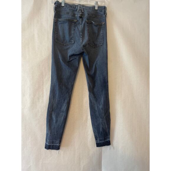 Good American Good Legs Distressed Raw Hem High Rise Skinny Straight Size 2 26 - Picture 2 of 12